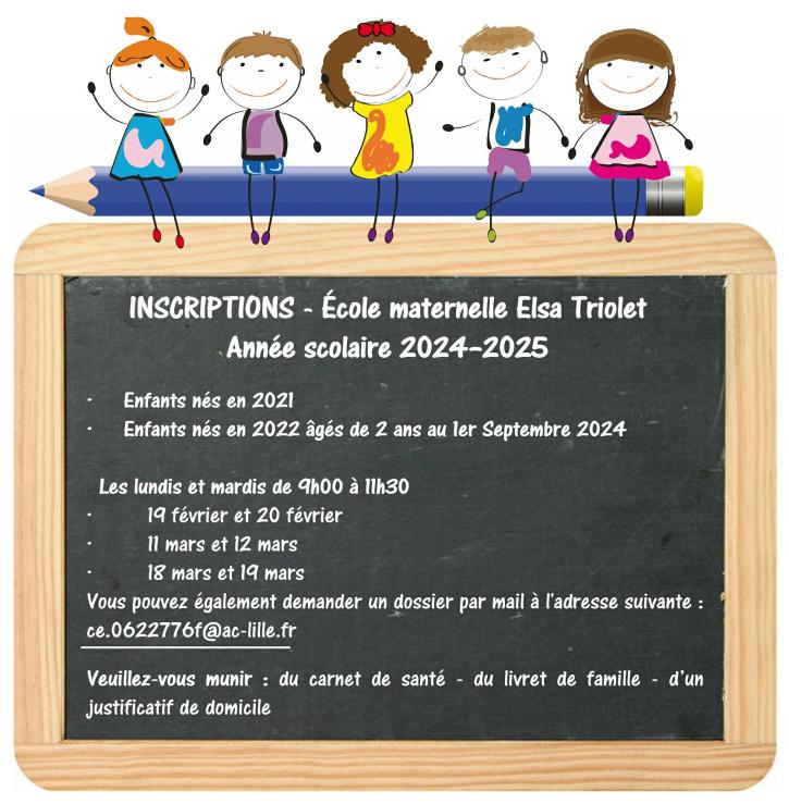 Année scolaire 2024-2025 : inscriptions à l'école maternelle Elsa Triolet