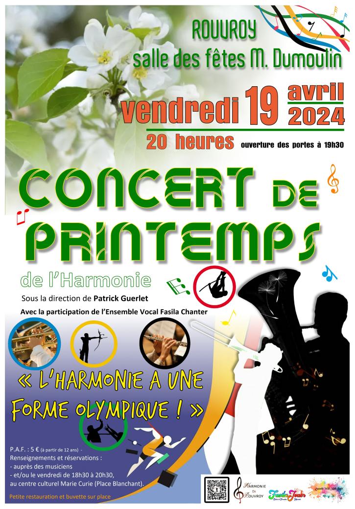 Concert de printemps de l’Harmonie, Vendredi 19 avril à 20h, à la salle des fêtes Michel Dumoulin.